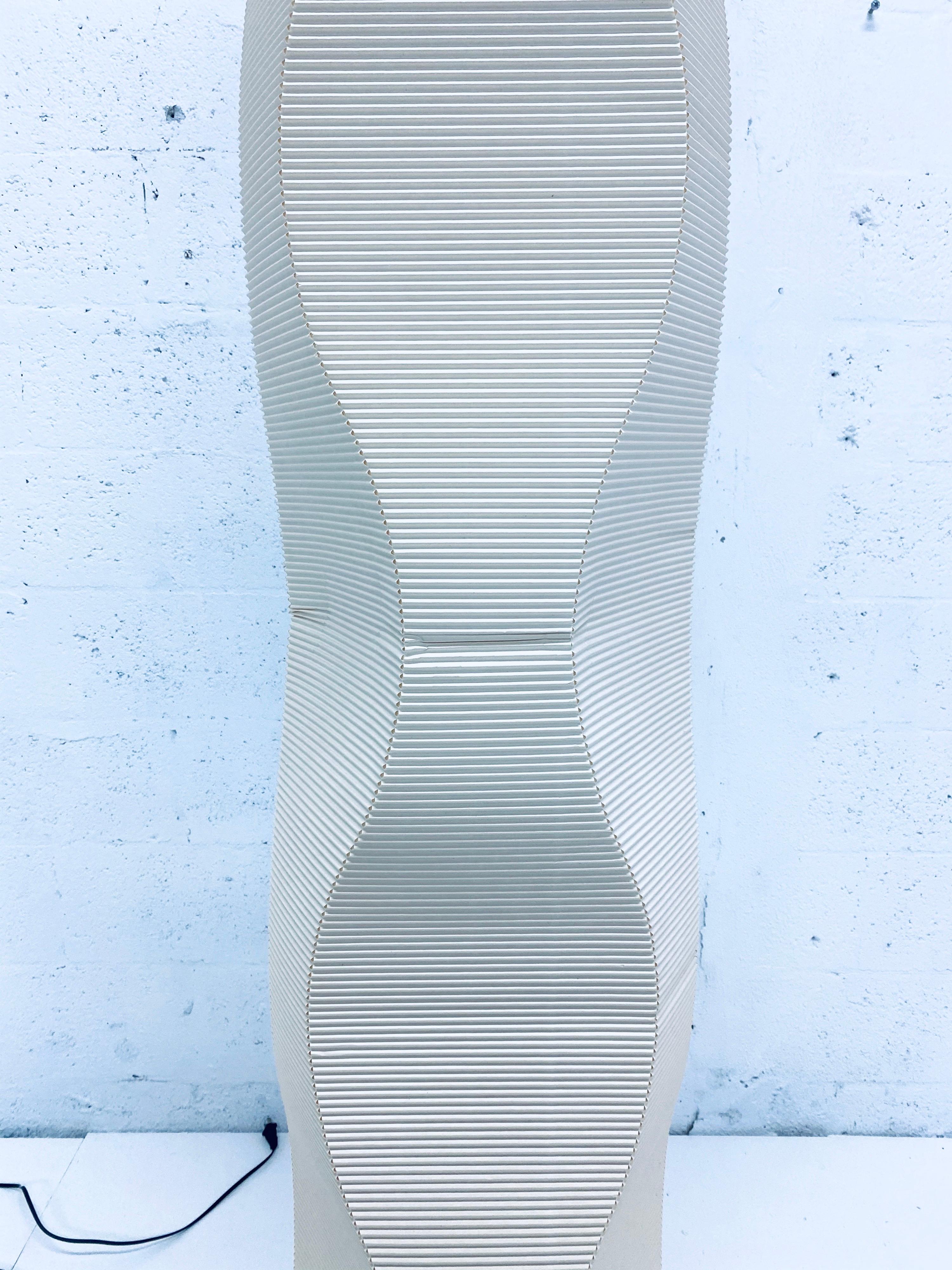 Sculptural Roland Simmons Corrugated Dimensional Parchment Floor Lamp 3
