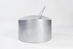 Sculptural Rolled Chair by Jonathan Nesci in Rolled Aluminum with Leather Pad