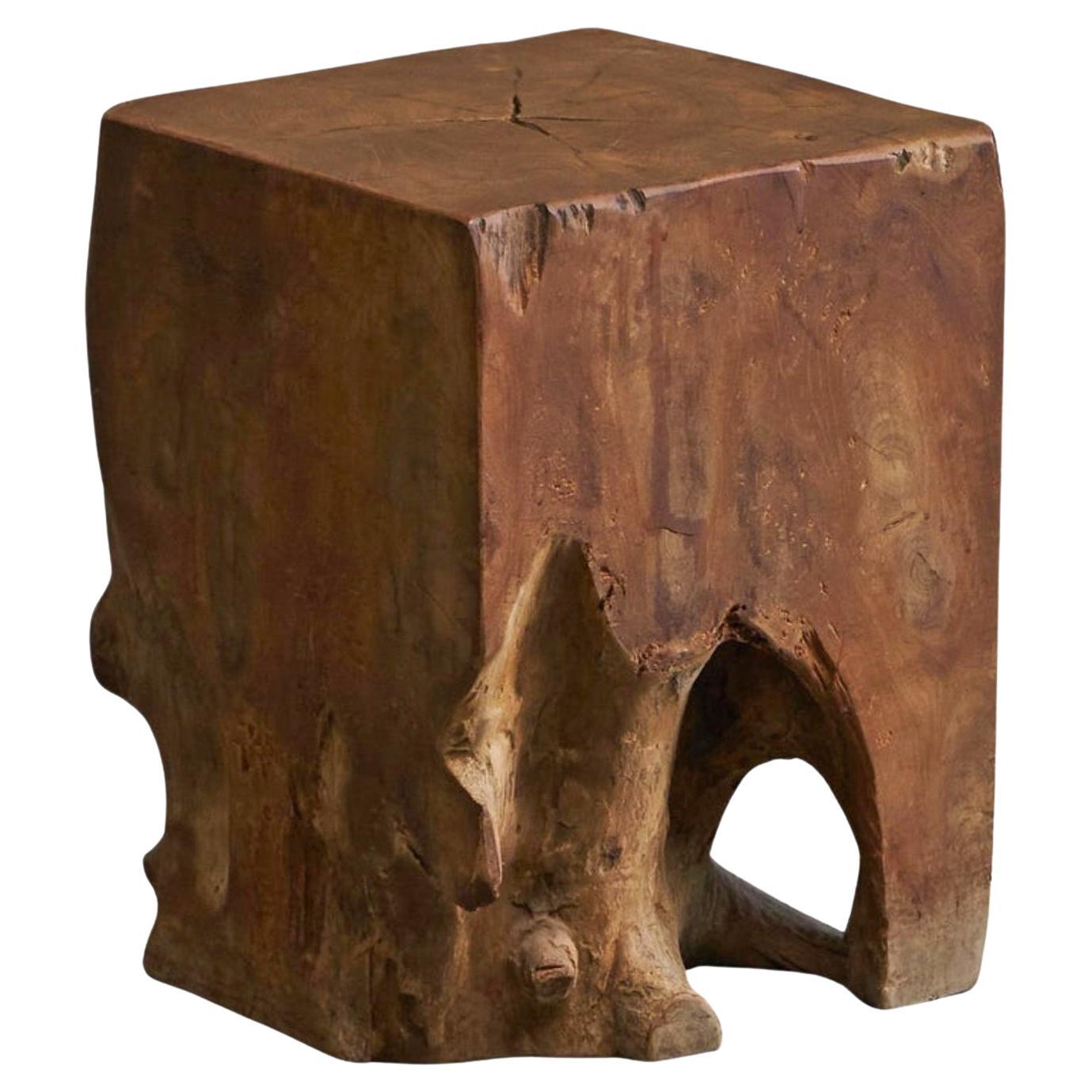 Sculptural Root Side Table or Stool in Solid Elm Europe 1970s