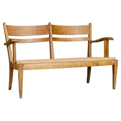 Sculptural Rope and Oak Settee or Bench, France 1950s  