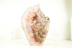 Sculptural Rose Amethyst Geode Slab with Pink and Red Amethyst, Crystal Decor