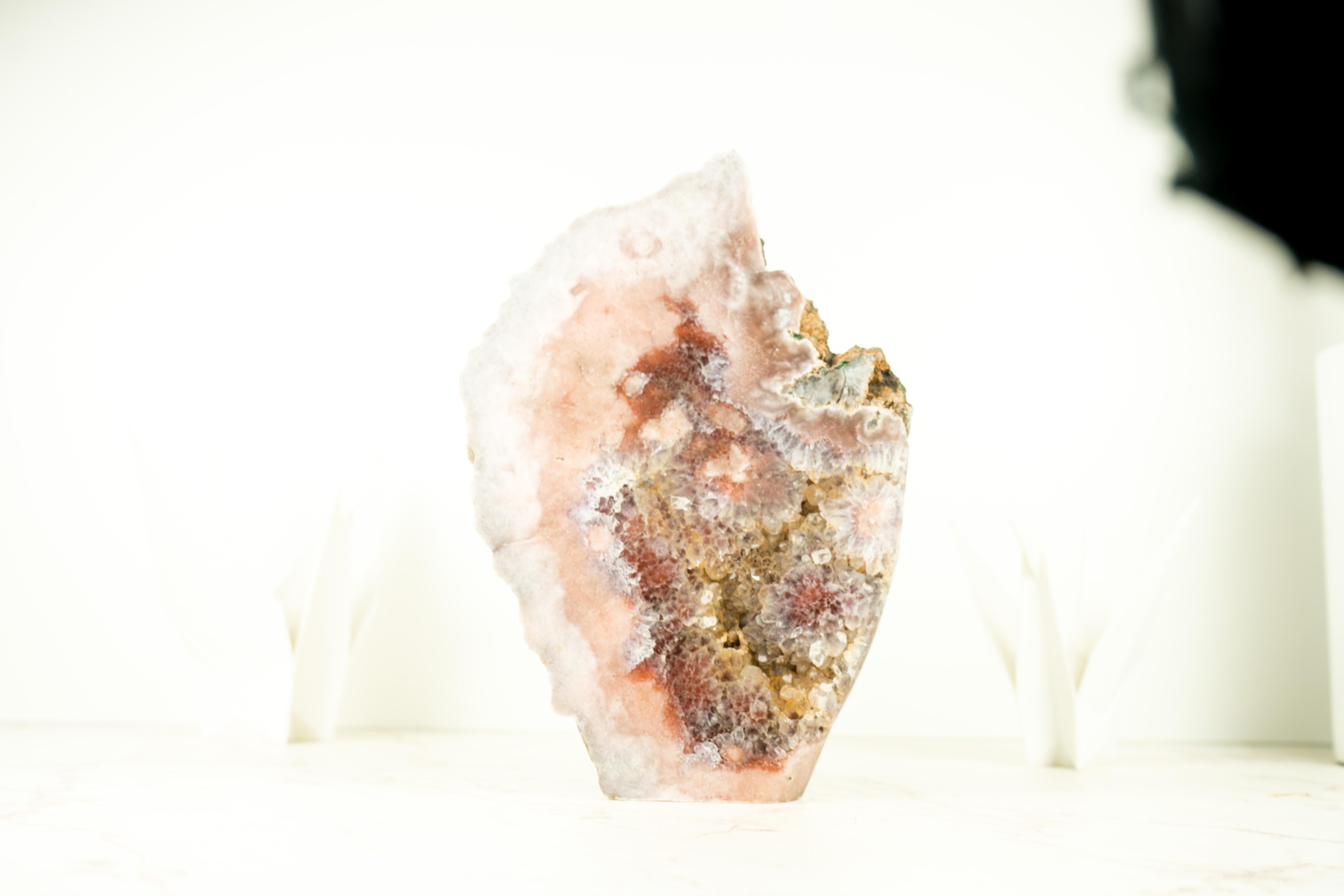 Sculptural Rose Amethyst Geode Slab with Pink and Red Amethyst, Crystal Decor For Sale 3