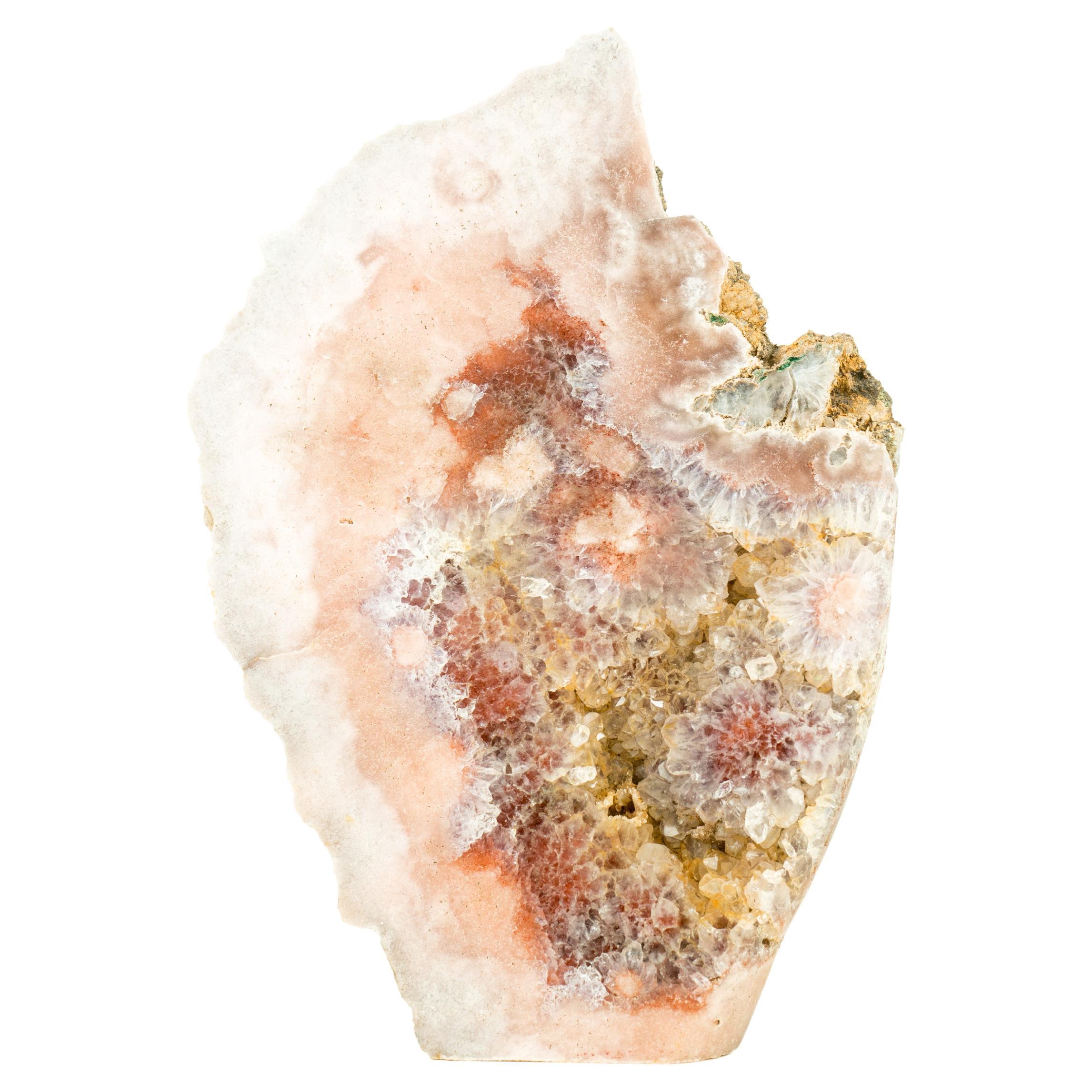 Sculptural Rose Amethyst Geode Slab with Pink and Red Amethyst, Crystal Decor