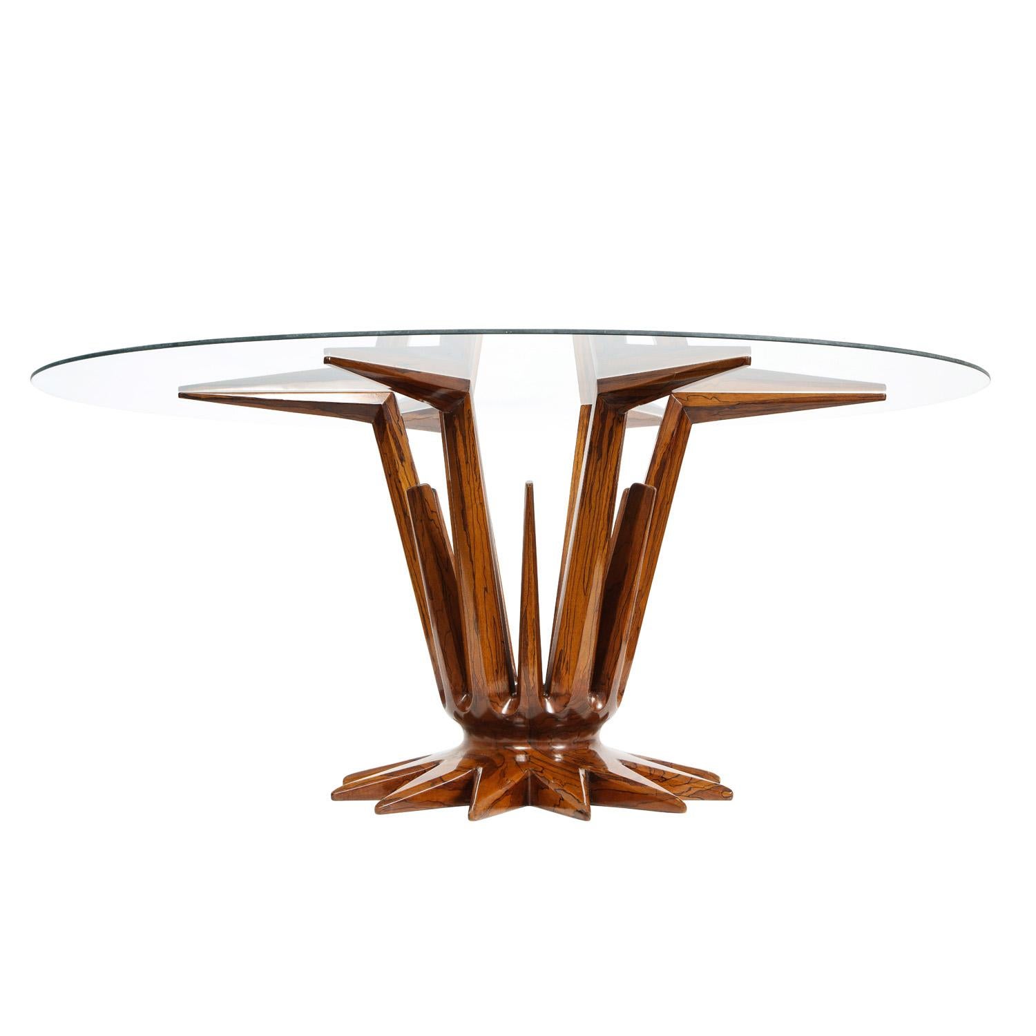 Mid-Century Modern Sculptural Rosewood and Glass Coffee Table, 1950s For Sale