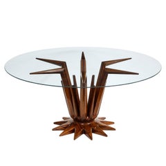 Sculptural Rosewood and Glass Coffee Table, 1950s