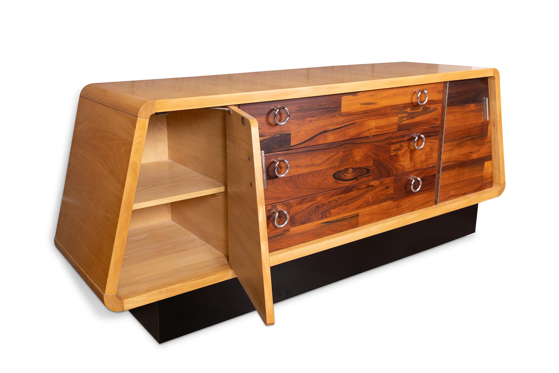 Mid-Century Modern Rosewood & Maple  1970's Sculptural Dresser For Sale