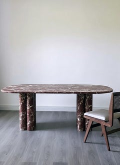 Deep Burgundy Rosso Levanto Marble Table, Custom Monolith Cherry Marble Table