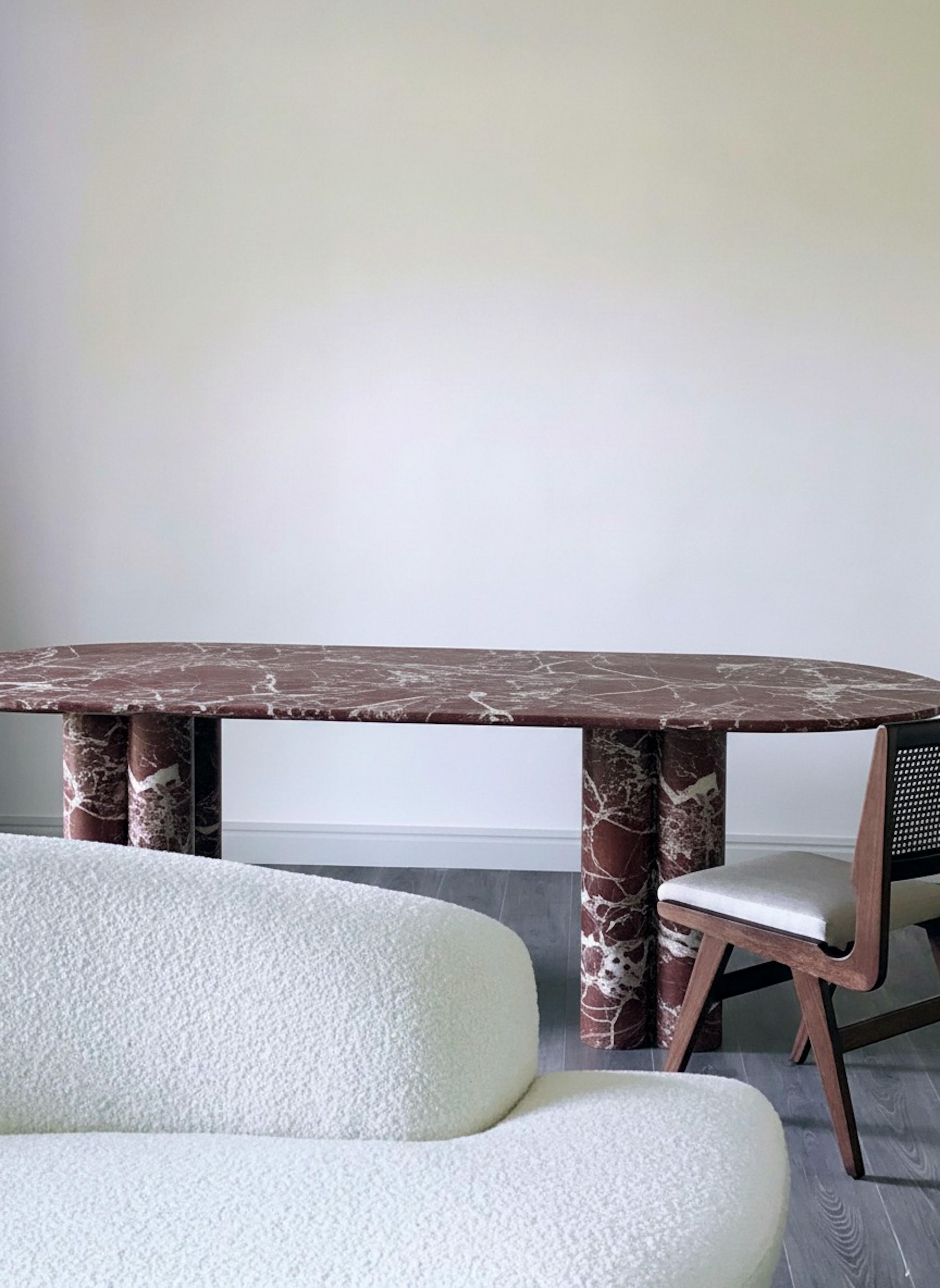 Turkish Sculptural Rosso Levanto Dining Table - Red Marble Dining Table For Sale