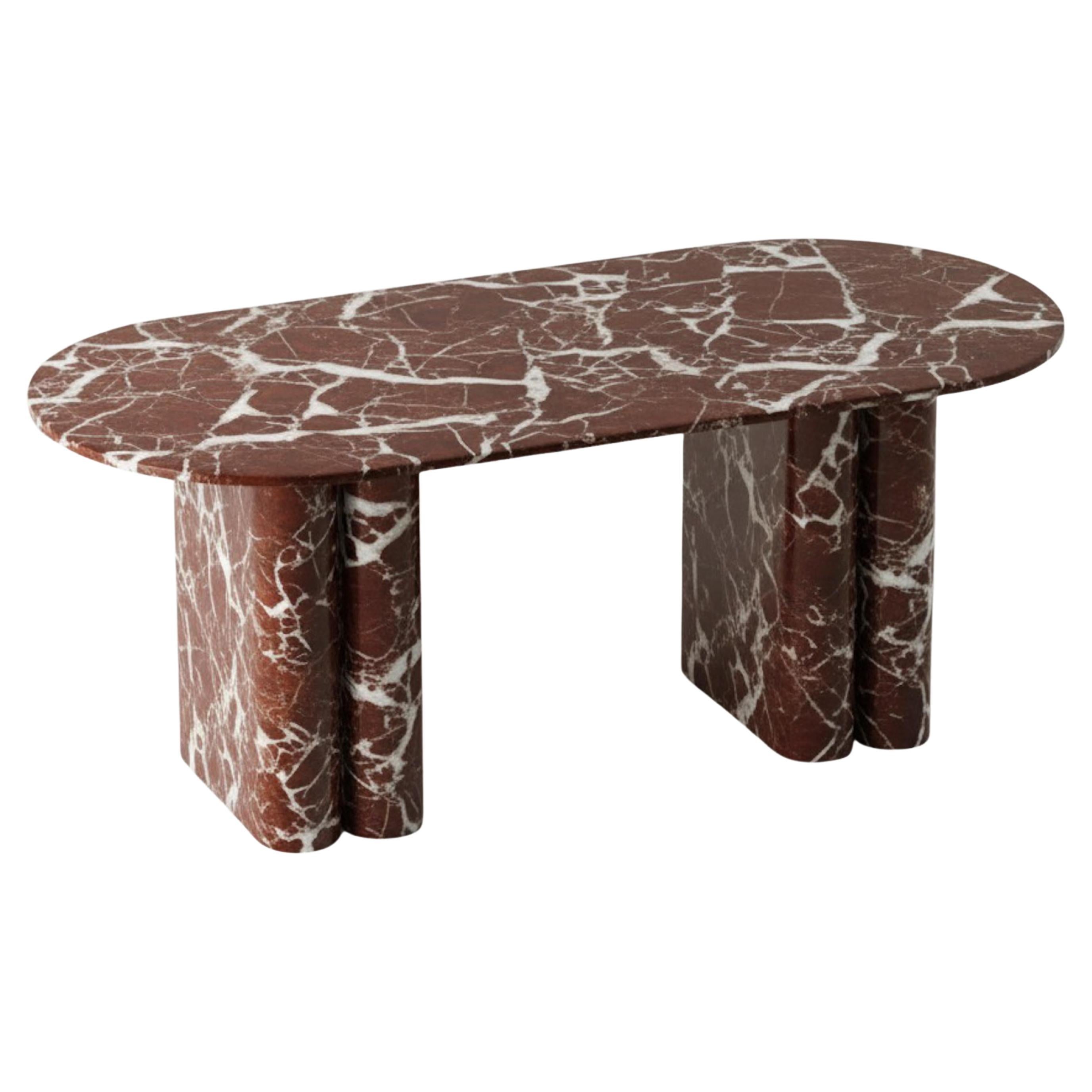 Sculptural Rosso Levanto Dining Table - Red Marble Dining Table