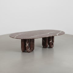 Sculptural Rosso Levanto Dining Table - Rosso Levanto Massive Table
