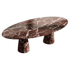 Sculptural Rosso Levanto Ellips Dining Table - Eliptical Marble Oval Table