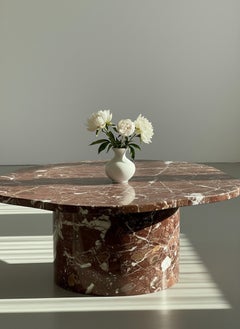 Sculptural Rosso Levanto Marble Coffee Table – Collectible Red Marble Table