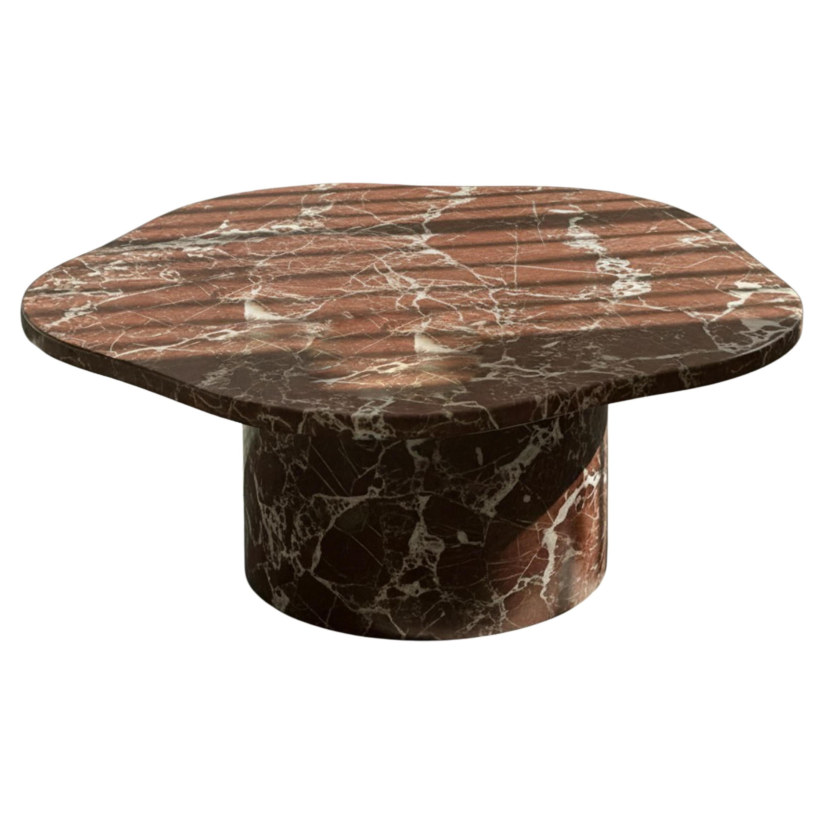 Sculptural Rosso Levanto Marble Coffee Table – Collectible Red Marble Table