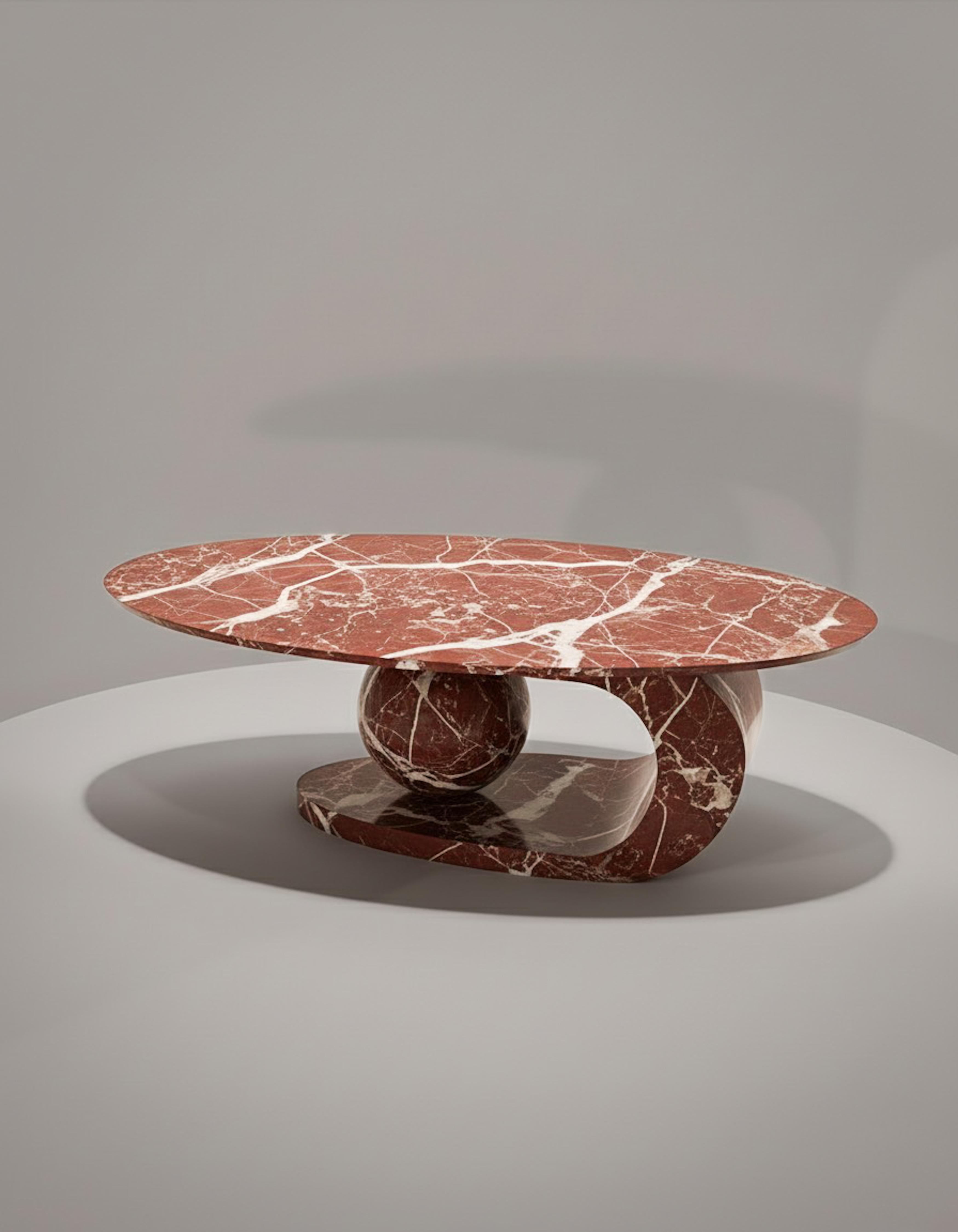 Arts and Crafts Sculptural Rosso Levanto Marble  Coffee Table - Marble Modern Coffee Table For Sale