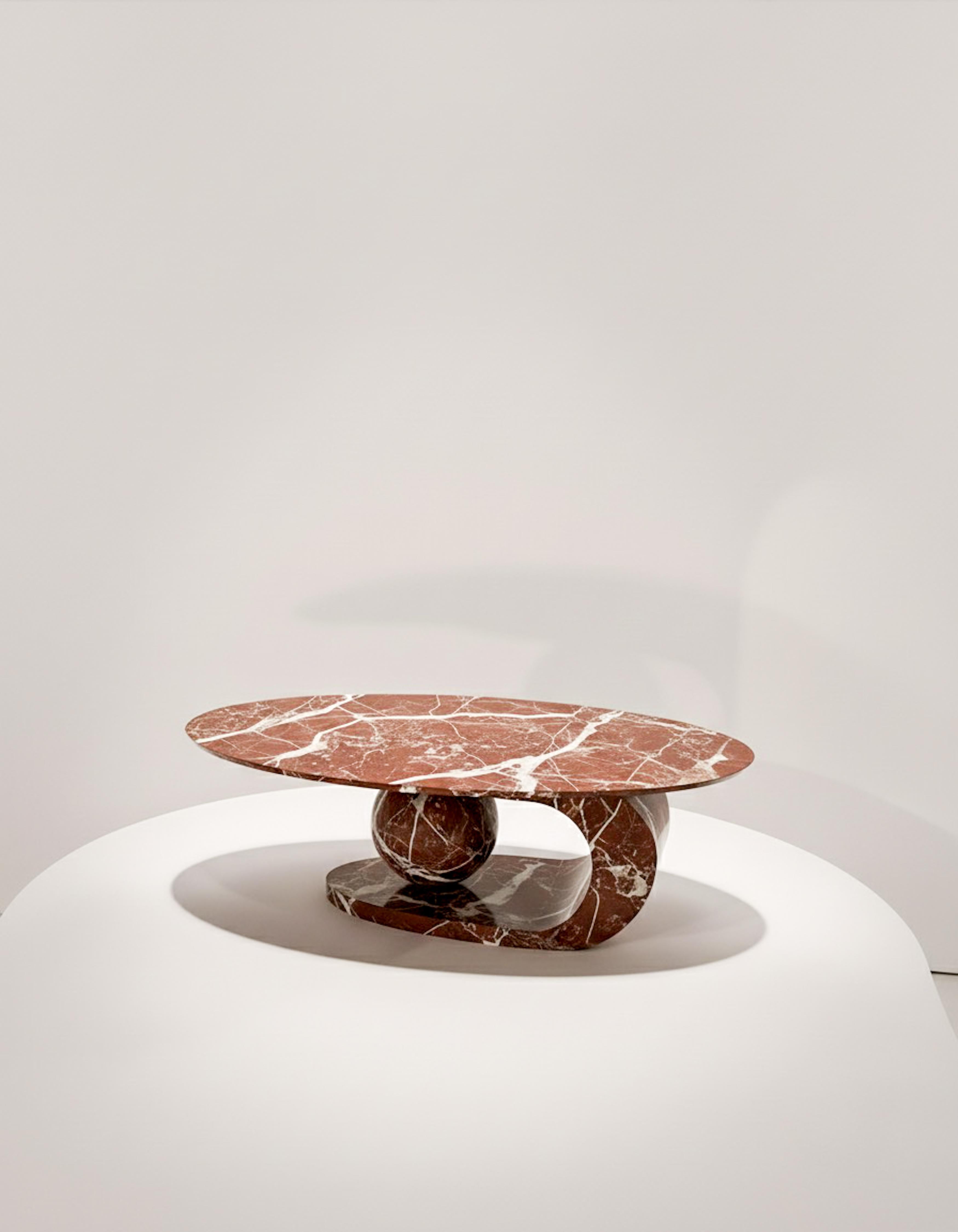 Turkish Sculptural Rosso Levanto Marble  Coffee Table - Marble Modern Coffee Table For Sale