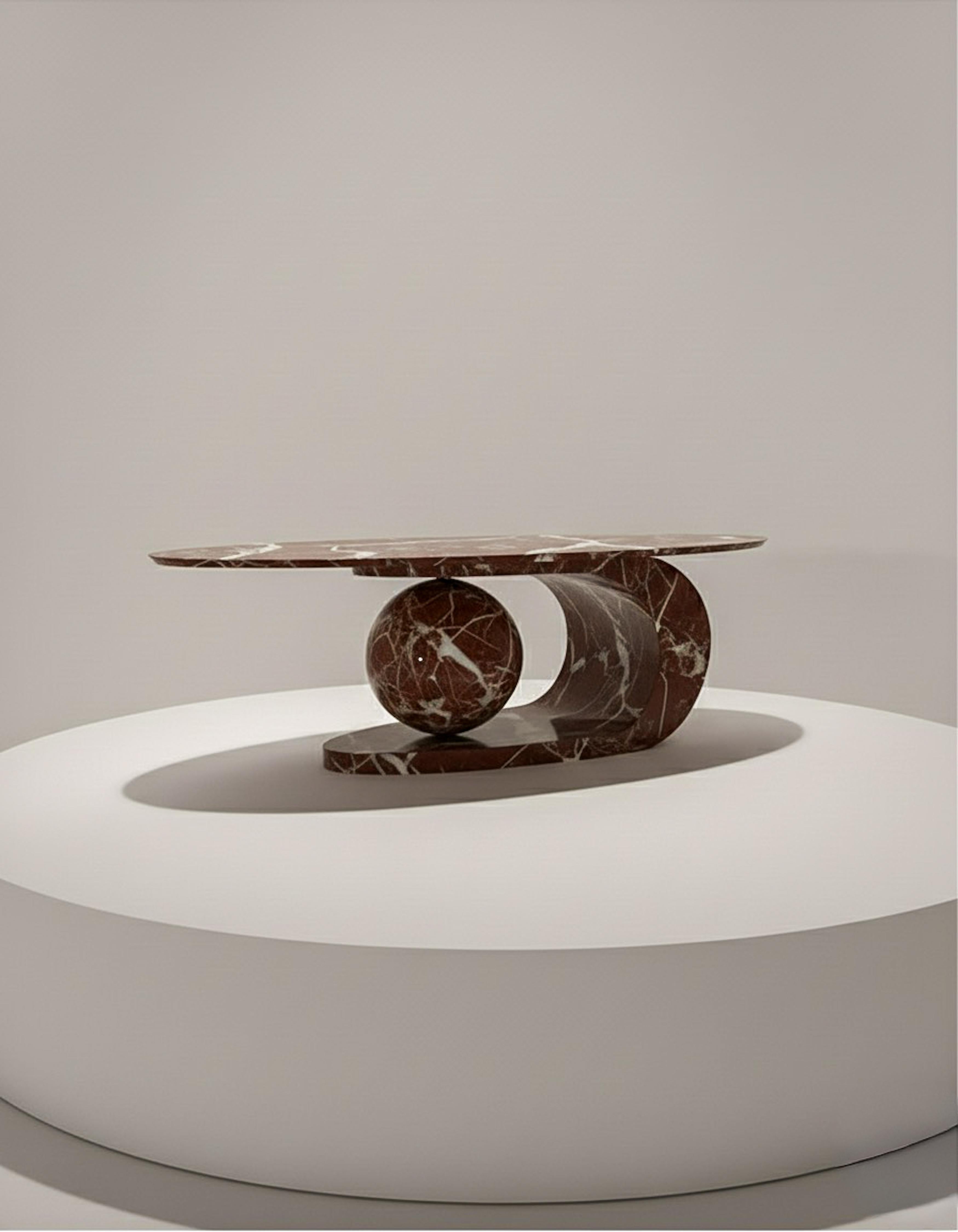 Carved Sculptural Rosso Levanto Marble  Coffee Table - Marble Modern Coffee Table For Sale