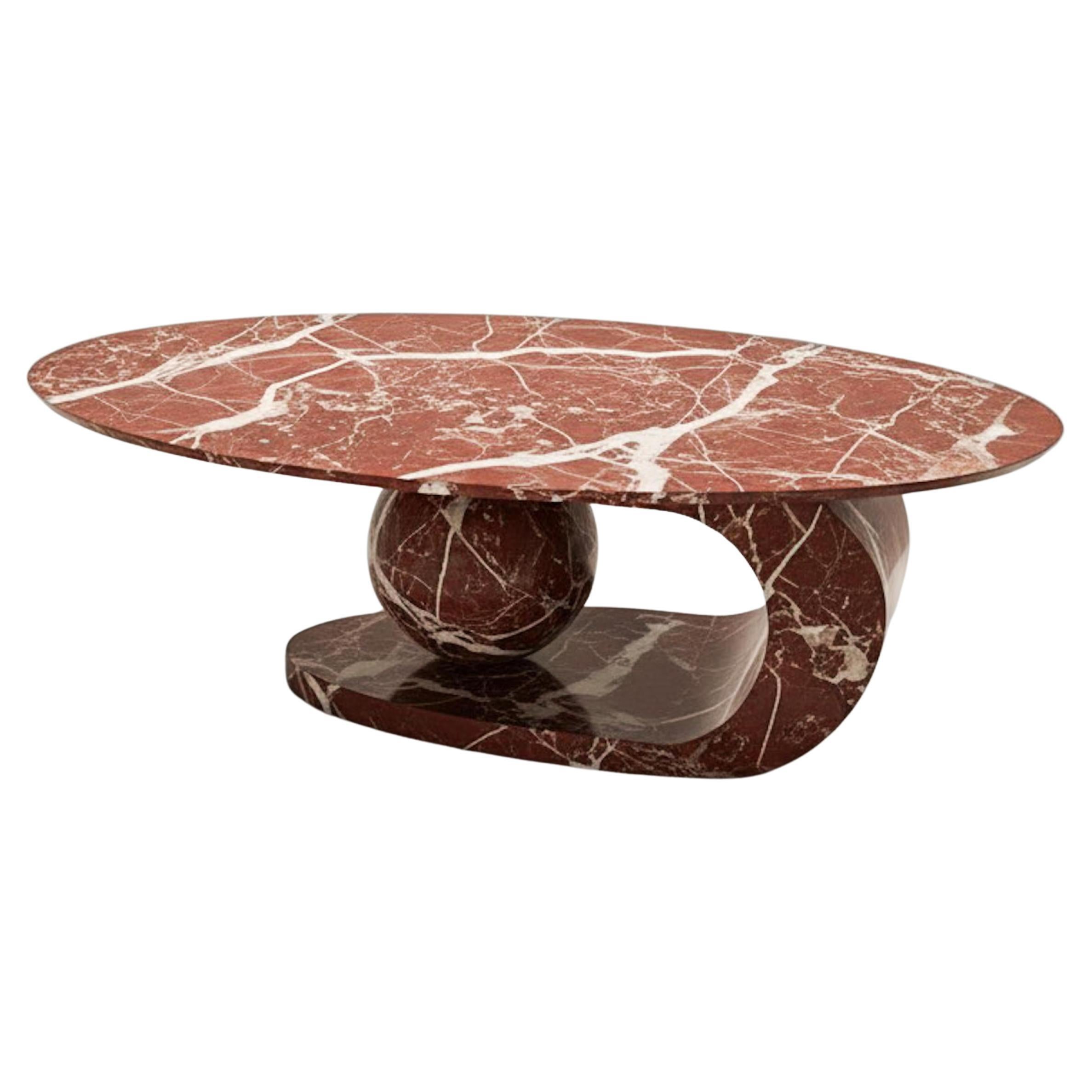 Sculptural Rosso Levanto Marble  Coffee Table - Marble Modern Coffee Table