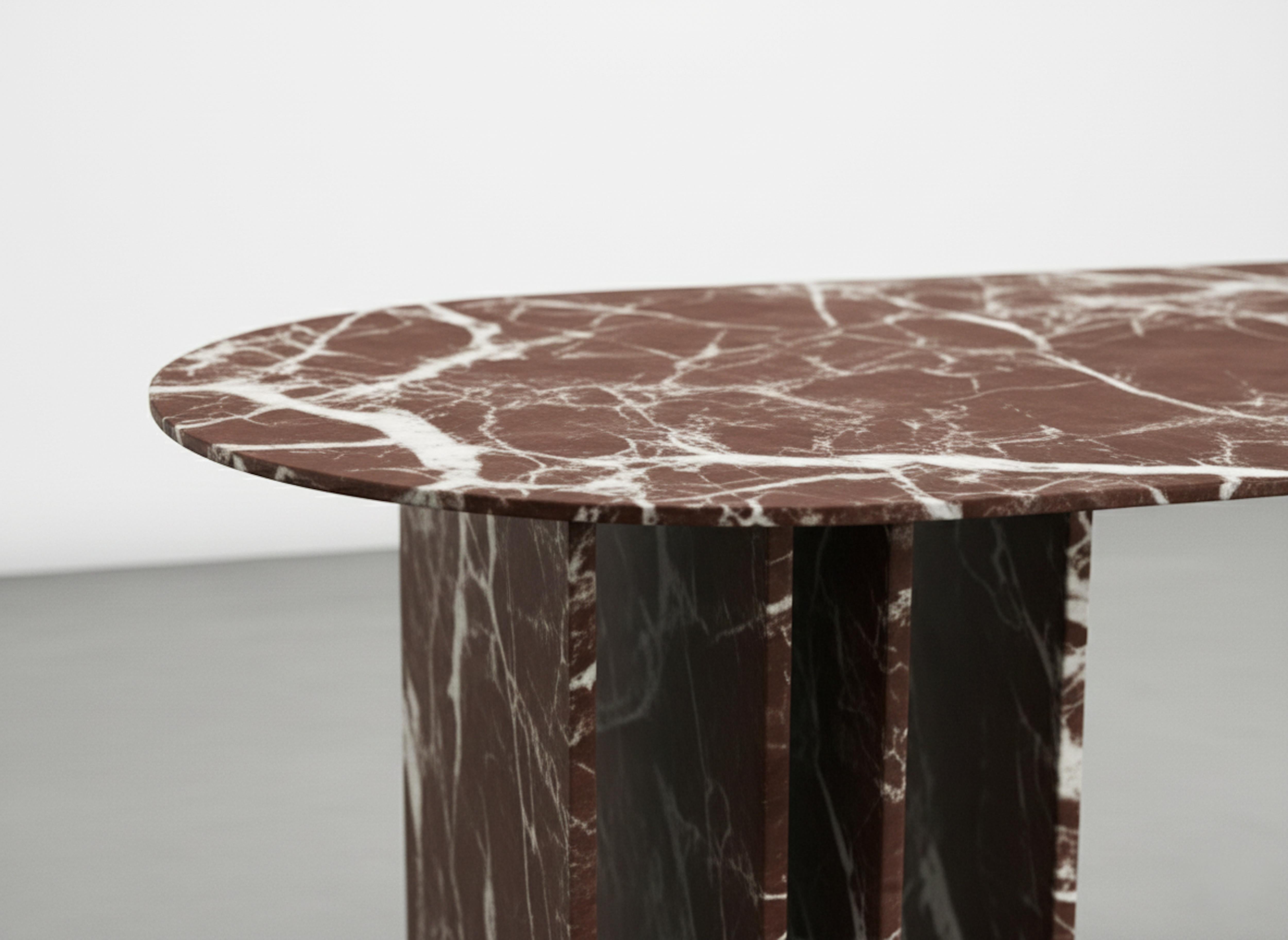 Sculptural Rosso Levanto Marble Desk, Deep Red Natural Stone Custom Desk For Sale 2