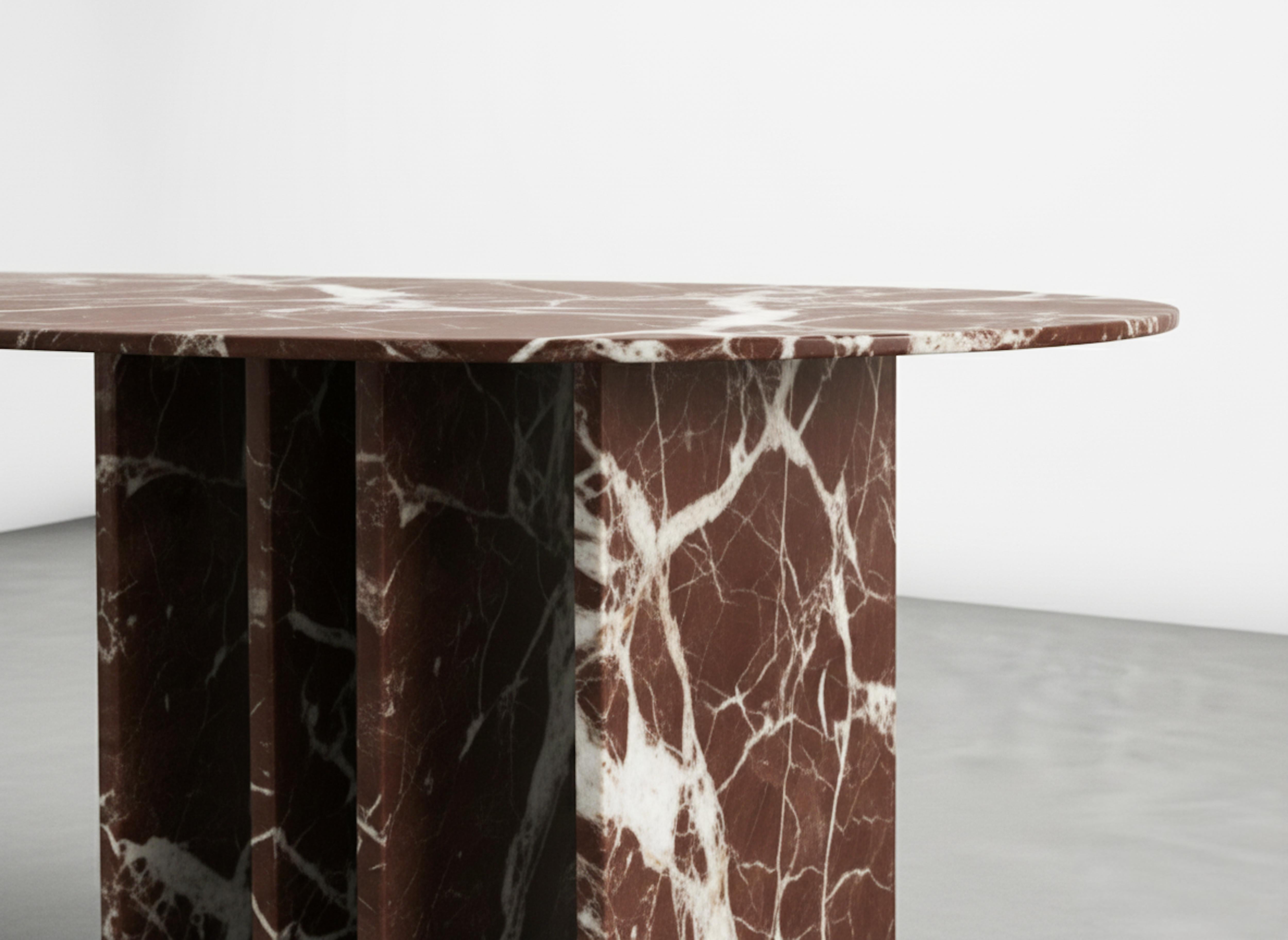 Turkish Sculptural Rosso Levanto Marble Desk, Deep Red Natural Stone Custom Desk For Sale