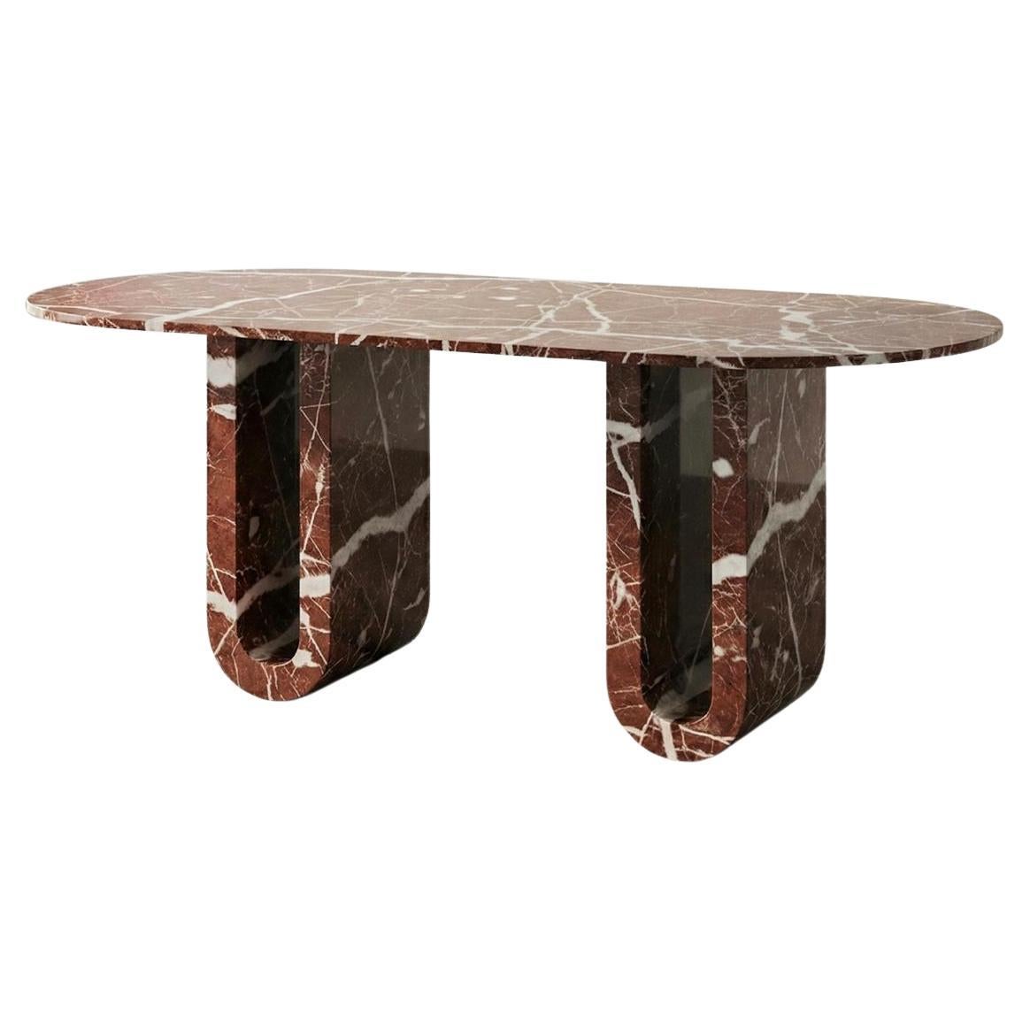 Sculpturale Table de salle à manger en marbre Rosso Levanto - Deep Burgundy Stone Table