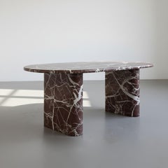 Sculptural Rosso Levanto Marble Dining Table - Italian Design Marble Table