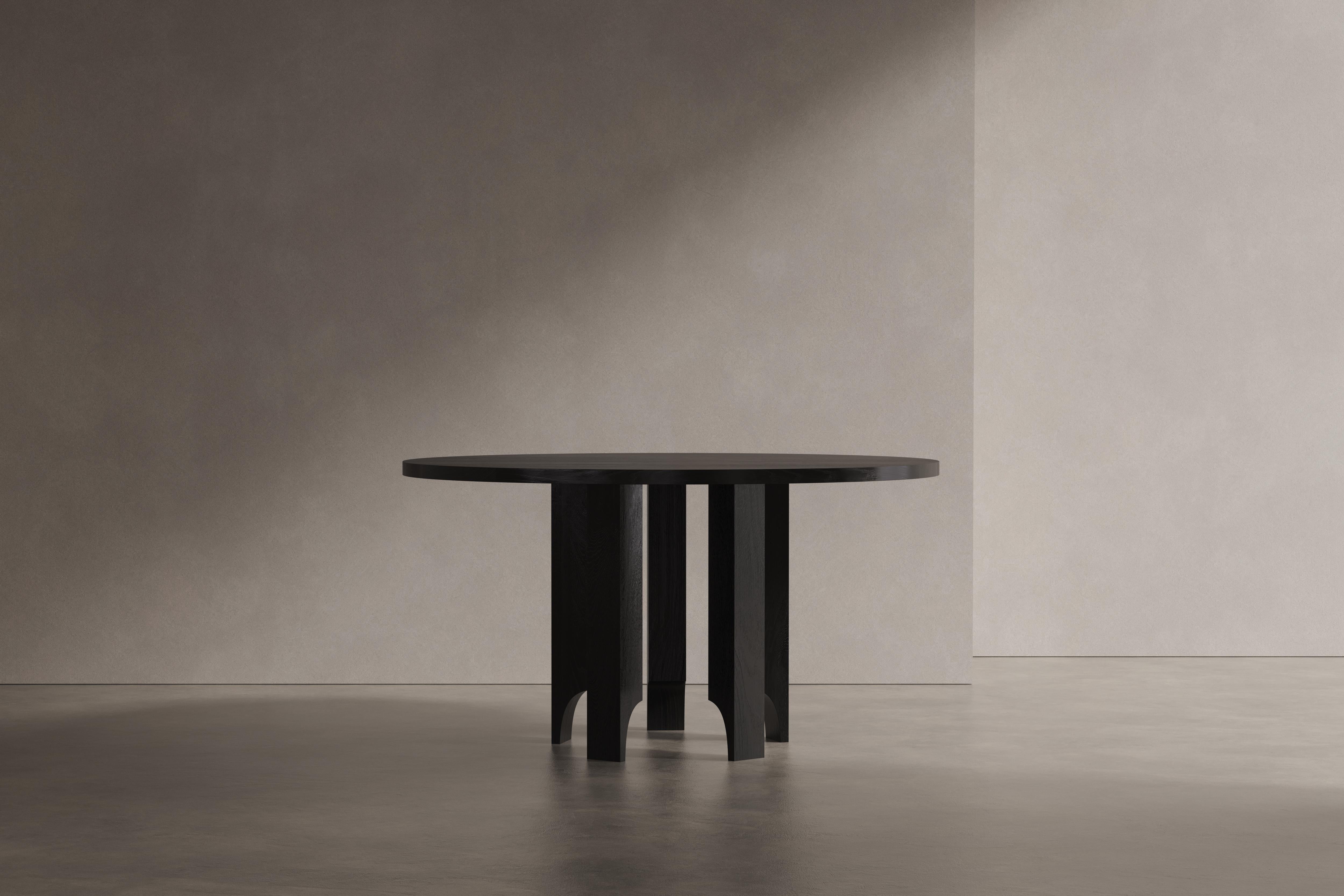 Bringing lightness and elegance to its heavy materials and shapes. The Acer Table is a balancing act between its heavy solid volumes and light pointing legs featuring semi arched voids. Designed by Aad Bos and crafted in the Netherlands. 

Mokko is