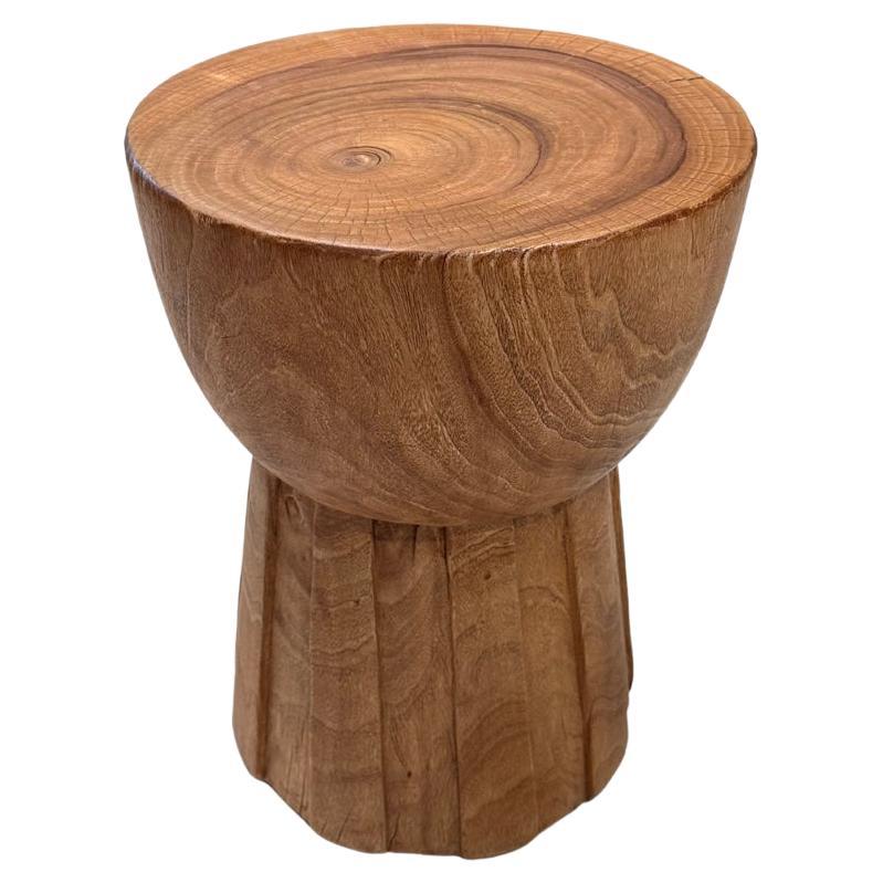 Sculptural Round Camphor Wood Side Table