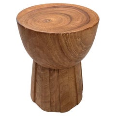 Sculptural Round Camphor Wood Side Table