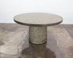 Sculptural Round Carved Wood and Fabric Game Table from Costantini Design