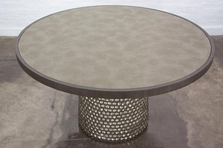 Sculptural Round Carved Wood and Fabric Game Table from Costantini