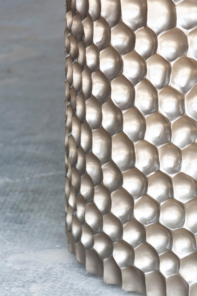 Sculptural Round Carved Wood and Fabric Game Table from Costantini