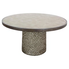 Sculptural Round Carved Wood and Fabric Game Table from Costantini Design