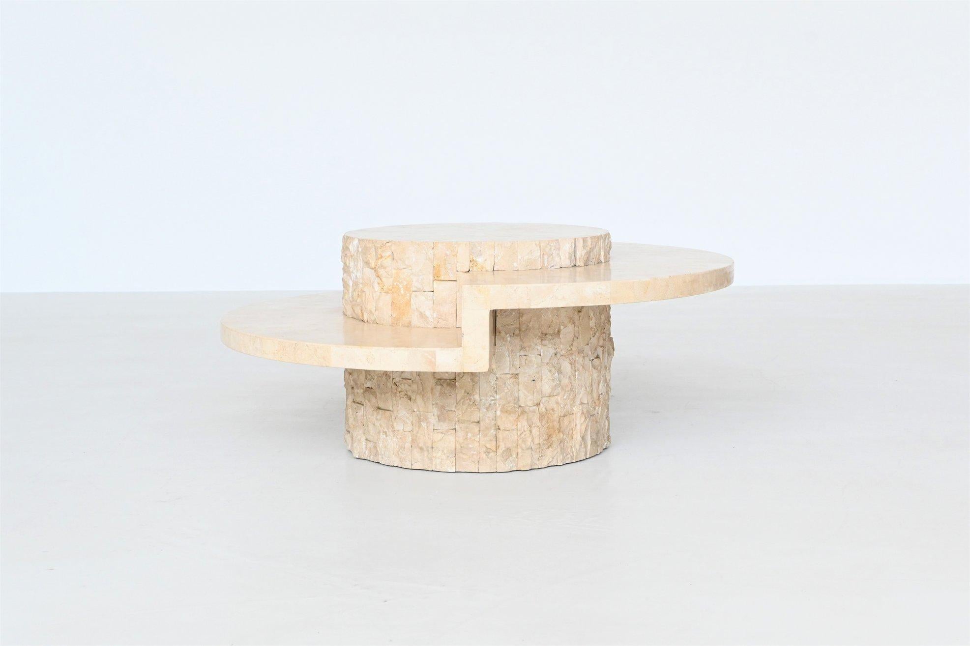 Belgian Sculptural Round Coffee Table Mactan Stone, Belgium, 1970