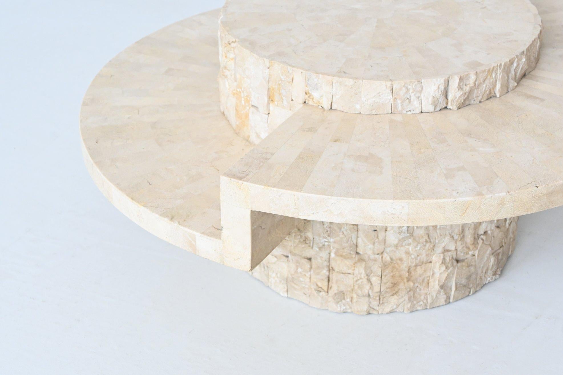 Late 20th Century Sculptural Round Coffee Table Mactan Stone, Belgium, 1970