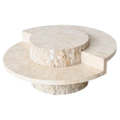 Vintage Sculptural Round Coffee Table Mactan Stone, Belgium, 1970