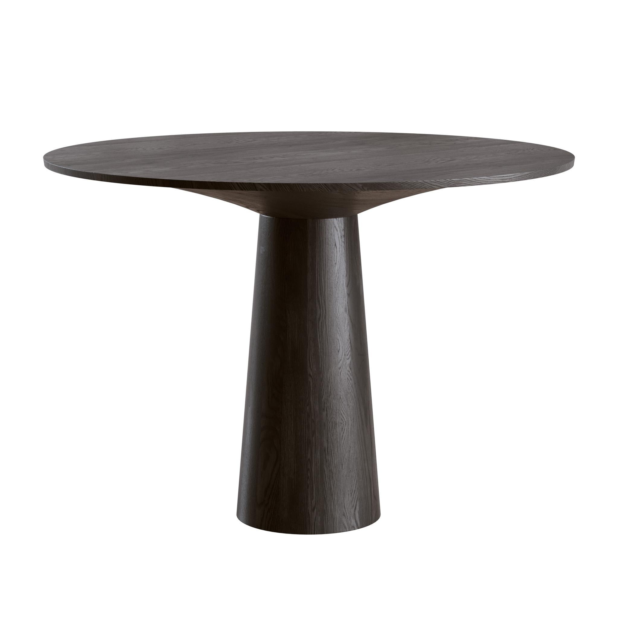 Moldovan Sculptural Round Dining Table in Solid Oak in Black Finish + 3D Model For Sale