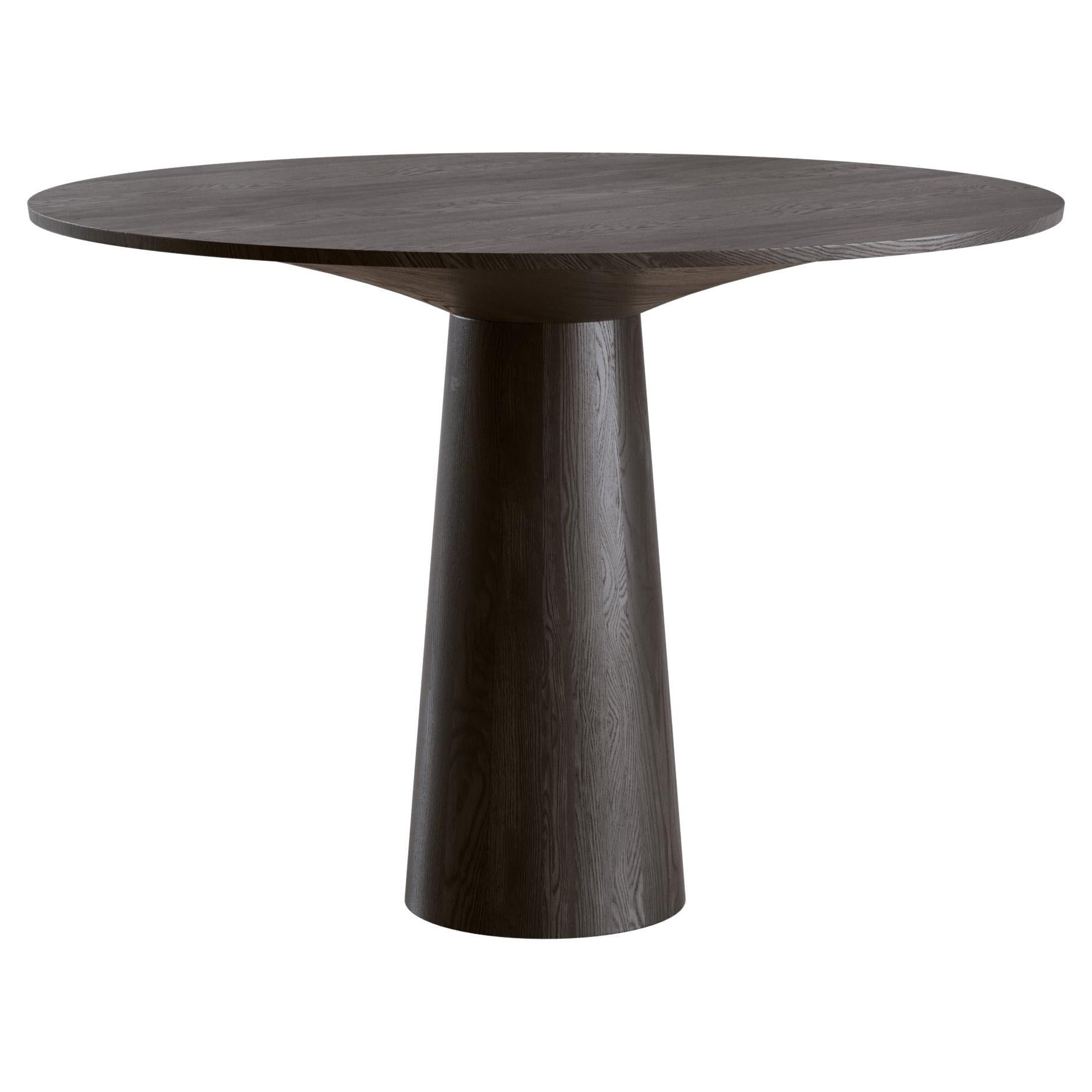 Sculptural Round Dining Table in Solid Oak in Black Finish + 3D Model