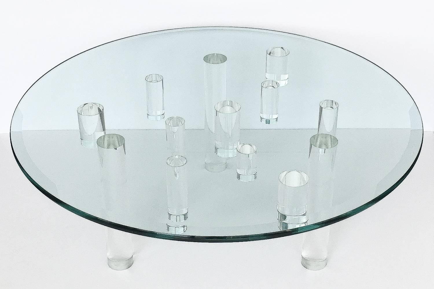 lucite coffee table round