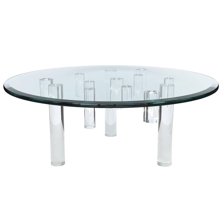 Sculptural Round Lucite Coffee Table at 1stDibs