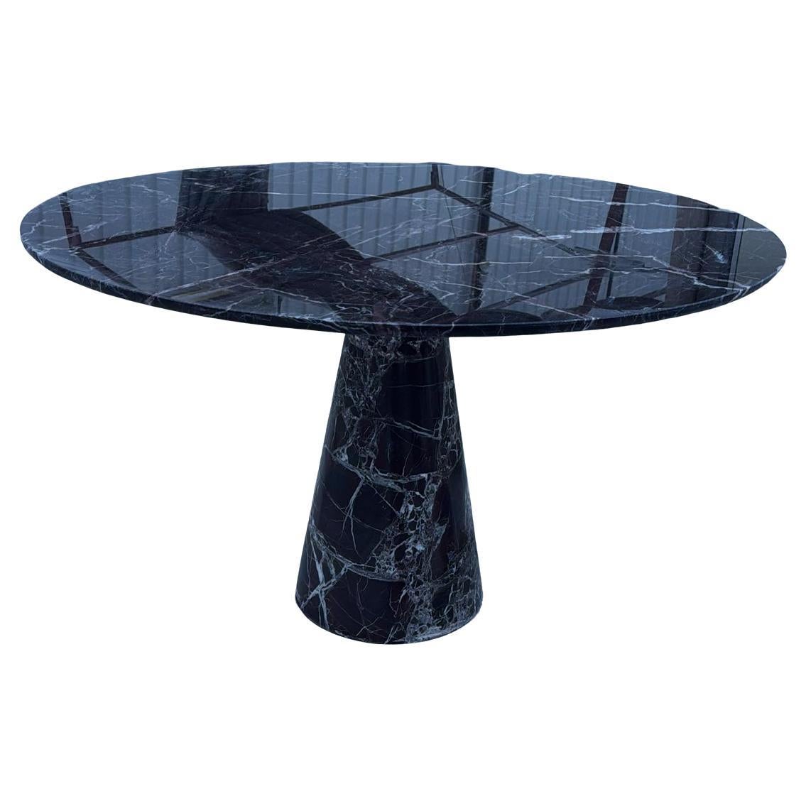 Sculptural Round Rosso Levanto Stone Table - Red Marble Dining Table For Sale