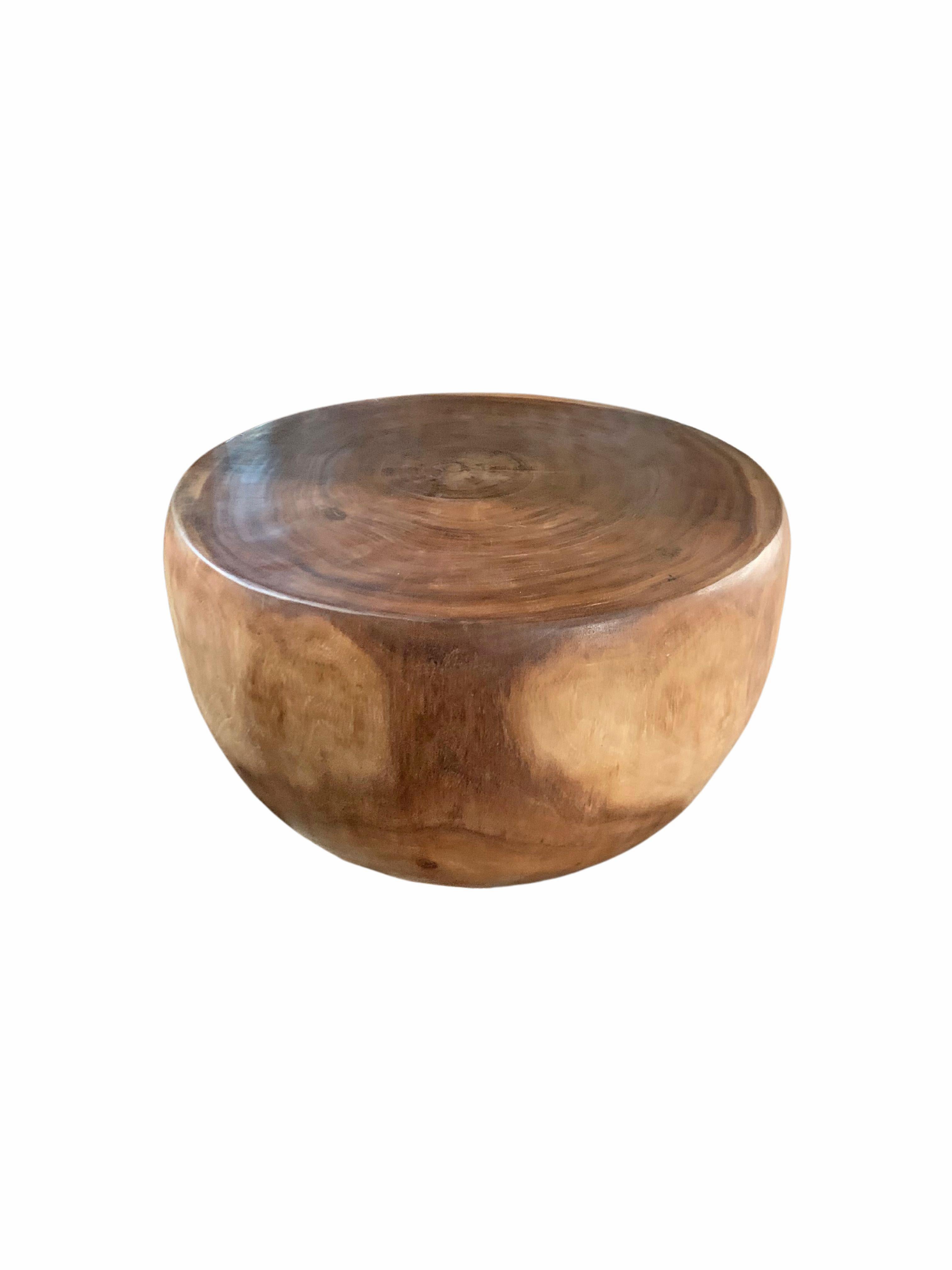 Indonesian Sculptural Round Side Table Crafted from Solid Mango Wood For Sale