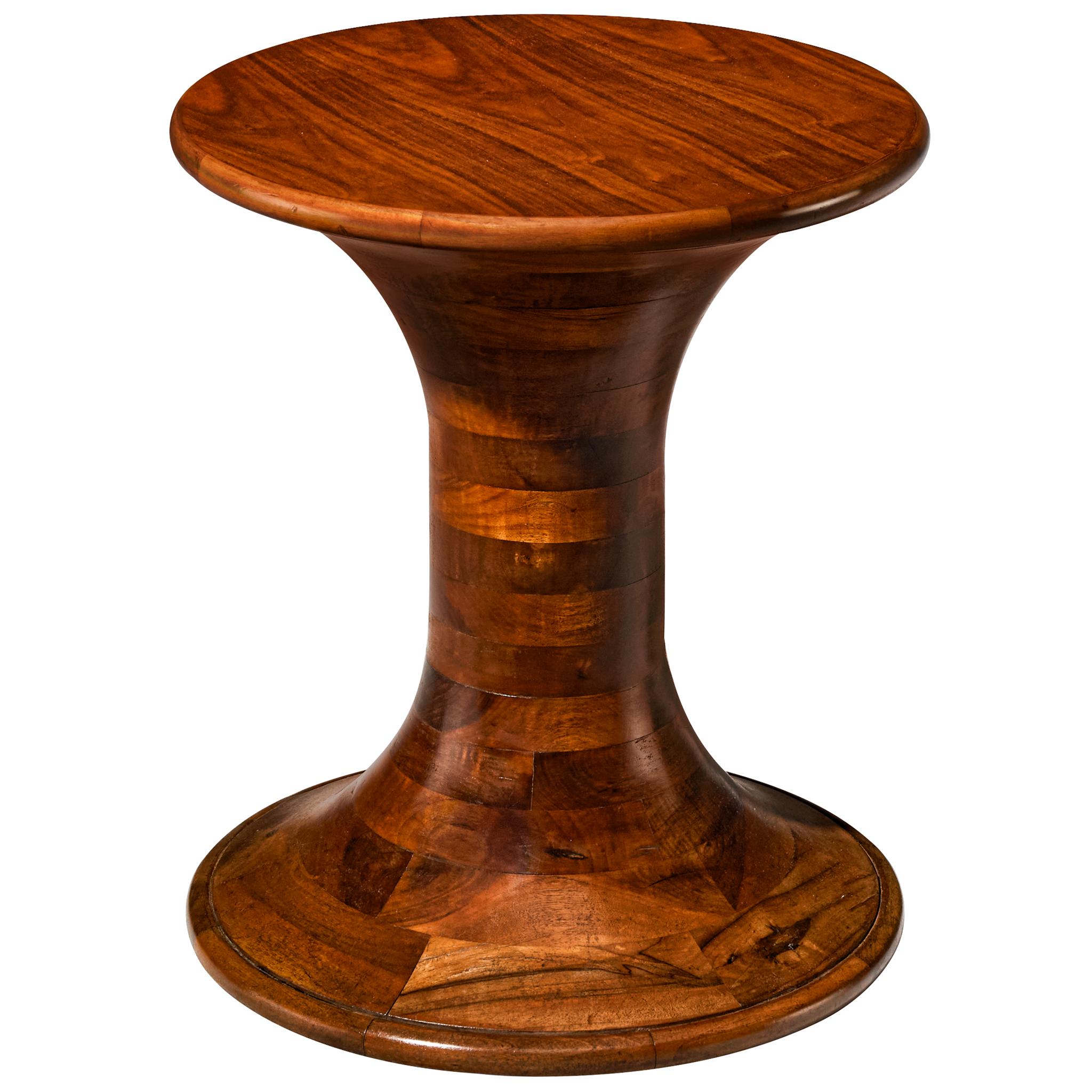 Coffee or side table, walnut, Europe, 1970s

This beautiful table, influenced by the artistic sensibilities of the Art Deco movement with a post-modern twist, is distinguished by its stately grandeur and curvilinear forms. The design is highly