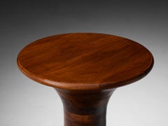 Sculptural Round Side Table in Walnut