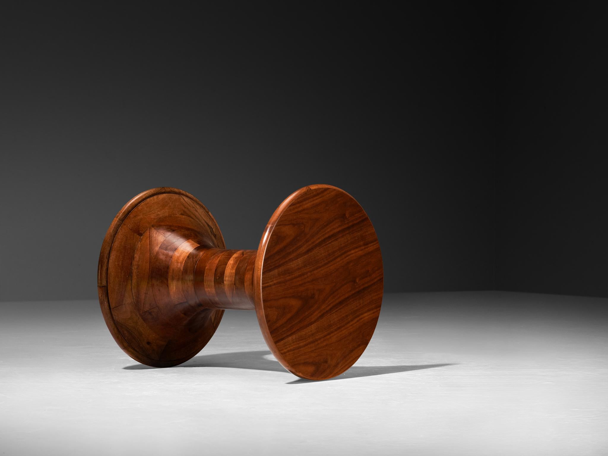 Mid-Century Modern Sculptural Round Side Table in Walnut For Sale