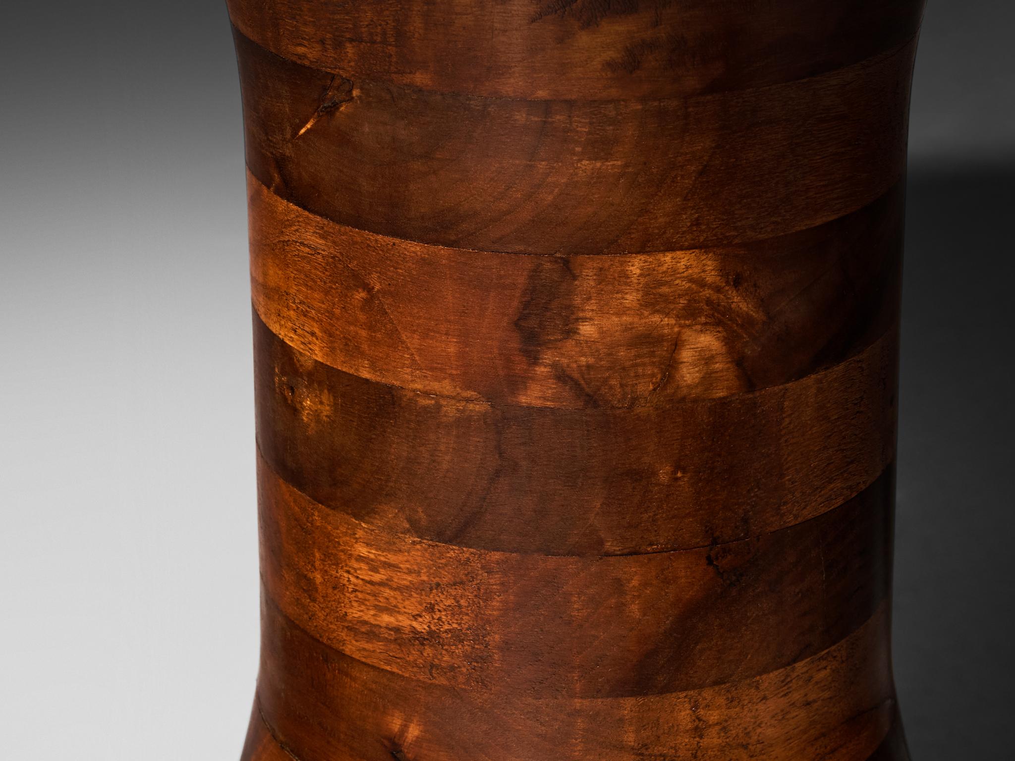 Late 20th Century Sculptural Round Side Table in Walnut For Sale