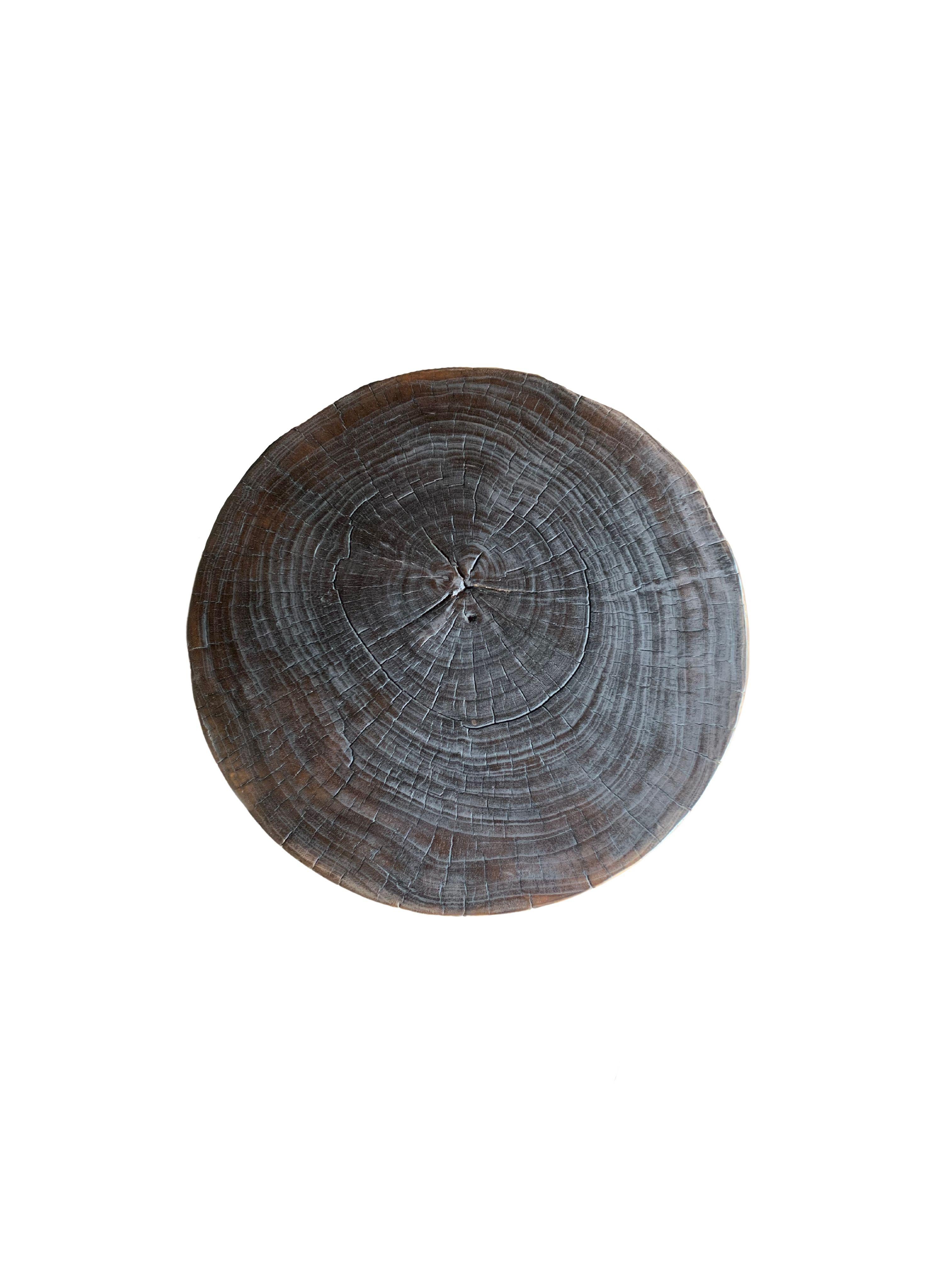 Organic Modern Sculptural Round Side Table Mango Wood For Sale