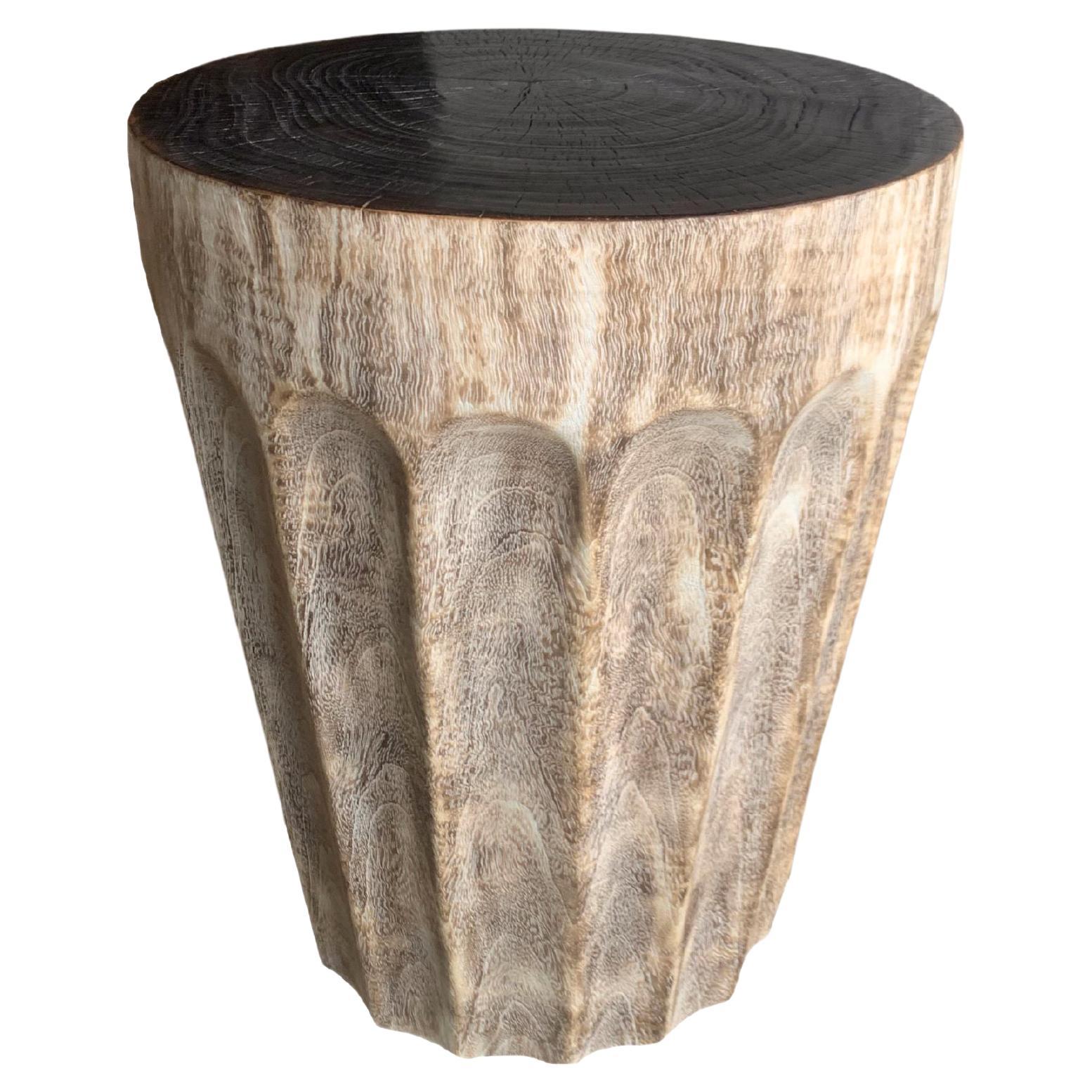 Sculptural Round Side Table Mango Wood