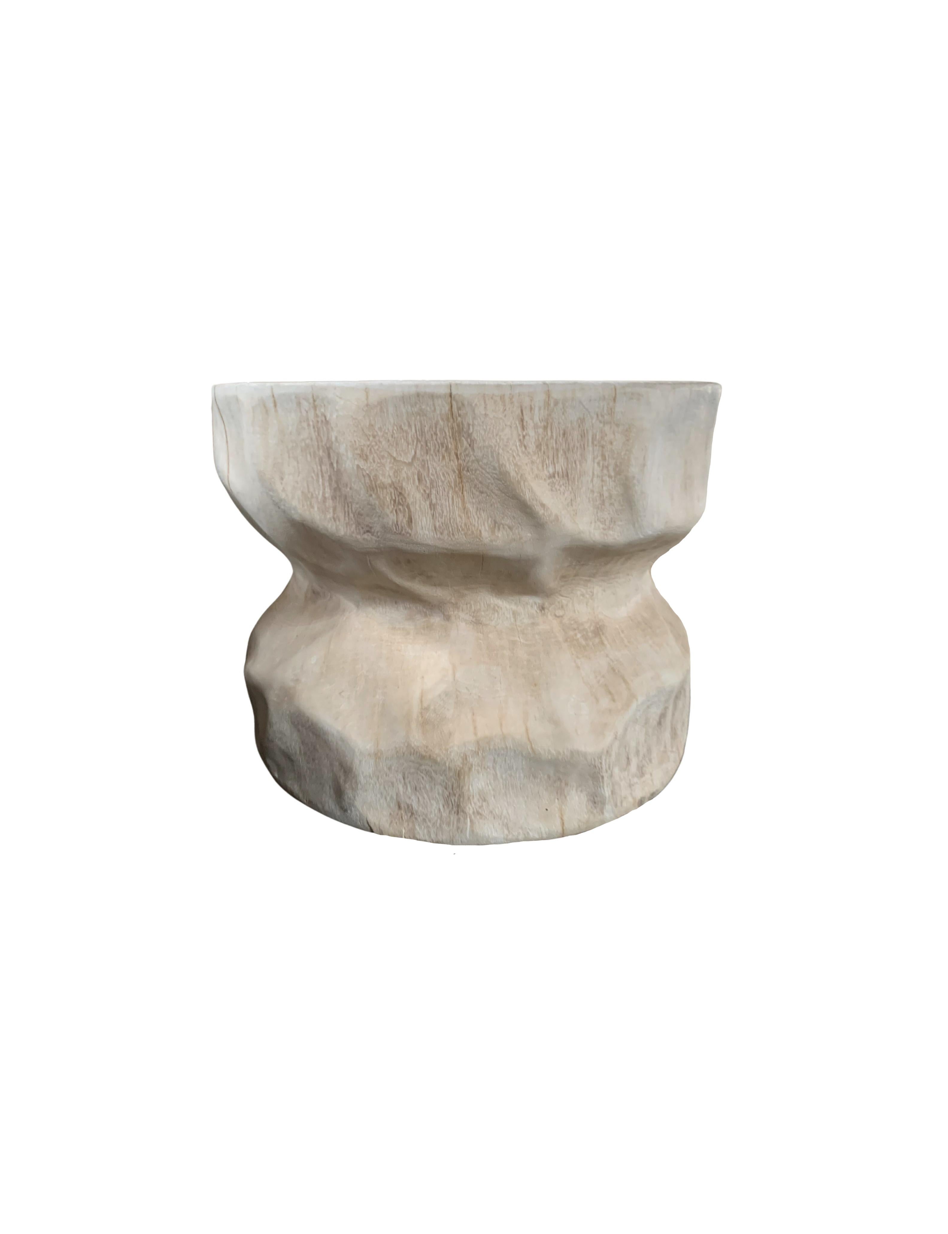 Organic Modern Sculptural Round Side Table Mango Wood, Modern Organic For Sale