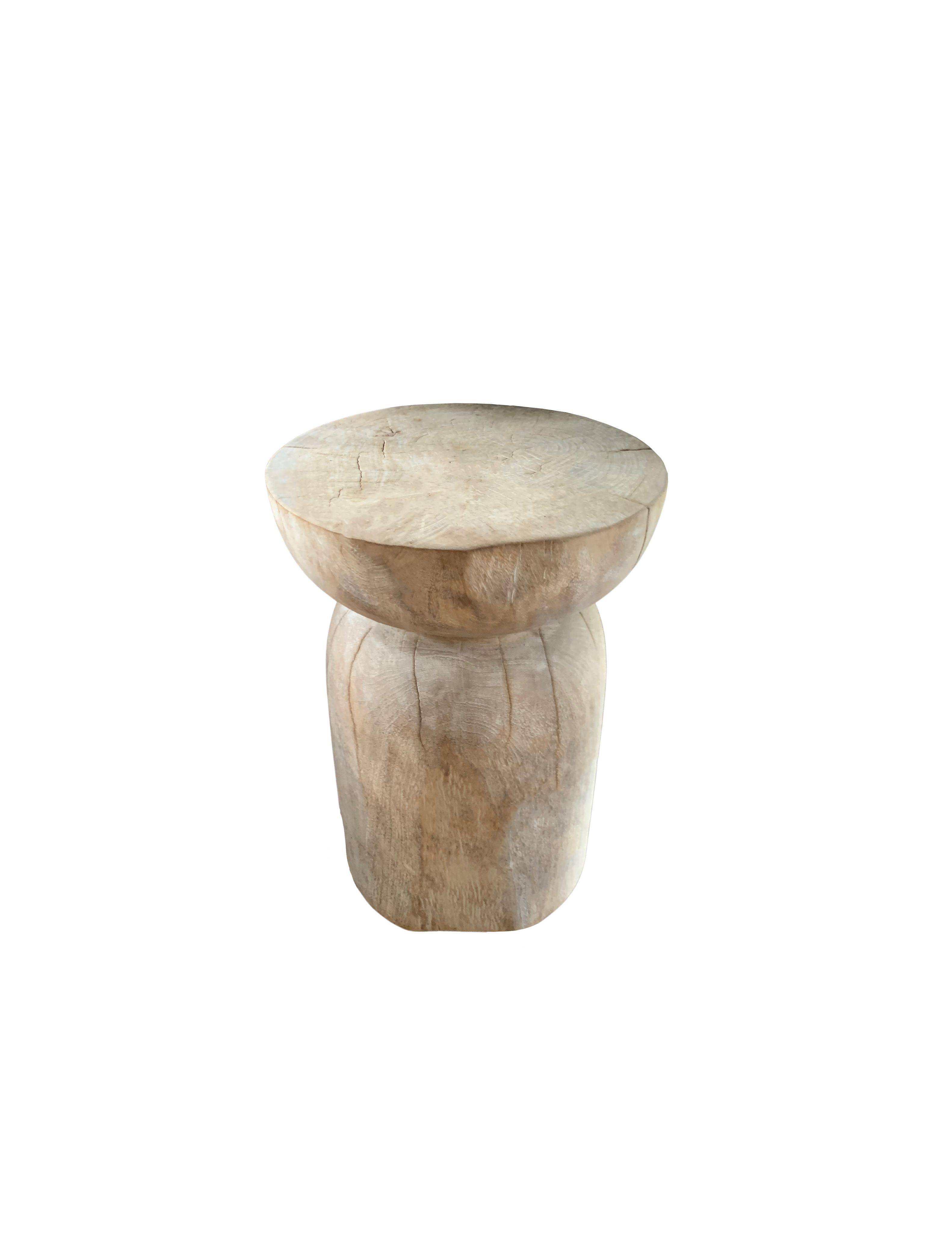 Organic Modern Sculptural Round Side Table Mango Wood, Modern Organic For Sale