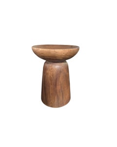 Sculptural Round Side Table Solid Mango Wood